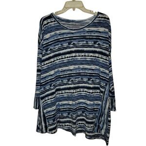 Women's WESTBOUND Blue Striped BLOUSE SIZES 3X
